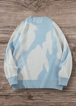 Pull Vintage Bleu Clair Blanc Taille M - Grunge 90s Y2K Knit Streetwear Retro Oversize, marque: y2k, état: Très bon état, taille: M, 57,99 €, 61,59 € Protection acheteurs (Pro) incluse