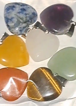 Setje hart hangers hartjes edelstenen hanger edelsteen, marque: Mineralogie, état: Neuf sans étiquette, 10,00 €, 11,20 € Protection acheteurs incluse