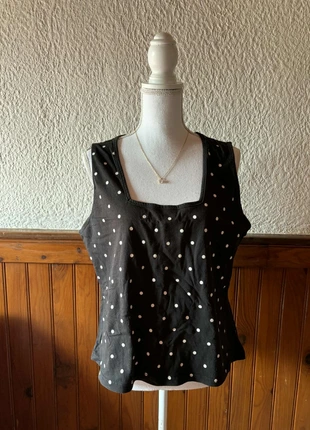 Débardeur noir à pois blancs Taille 4XL / 48, staat: Heel goed, maat: 4XL / 48 / 20, € 4,00, € 4,90 inclusief Kopersbescherming