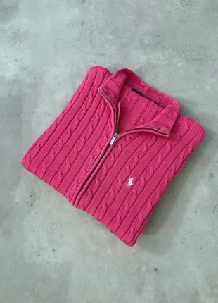 Gilet torsadé Ralph Lauren rose vif / logo blanc / Taille L femme, brand: Ralph Lauren, condizioni: Ottime, taglia: L / IT 44 / EU 40, €64.90, €68.85 include la Protezione acquisti