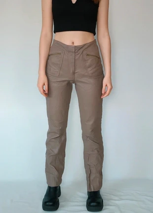 Pantalon en cuir Curopolis gris taupe – Taille 38, marque: Cuiropolis, état: Très bon état, taille: M / 38 / 10, 10,00 €, 11,20 € Protection acheteurs incluse
