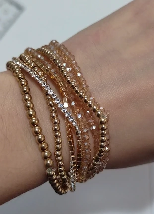 Accessorize Multi layer Stretch Bracelet in champagne hue, brand: Accessorize, condition: Very good, £4.99, £5.94 includes Buyer Protection