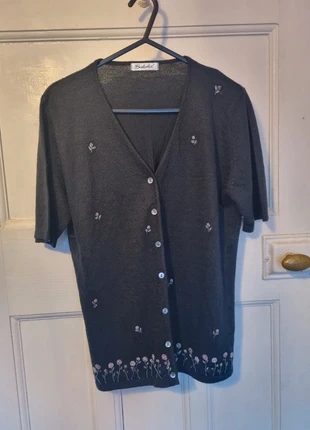 Vintage y2k embroidered beaded knitted floral short sleeve cardigan Berkertex size 10 ladies, brand: Berkertex, condition: Good, size: M / UK 12-14, £2.50, £3.33 includes Buyer Protection