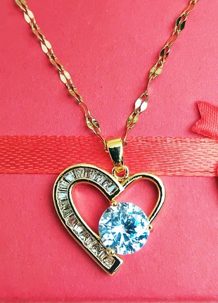 Collier coeur de pierre doré – Acier inoxydable, chic et intemporel, marque: Boutique Île de Beauté, état: Neuf sans étiquette, 3,95 €, 4,85 € Protection acheteurs (Pro) incluse