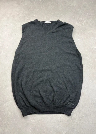 Gilet sans manches Calvin Klein Golf col V laine mérinos gris anthracite - Taille M, brand: Calvin Klein, condizioni: Discrete, taglia: M, €10.00, €11.20 include la Protezione acquisti