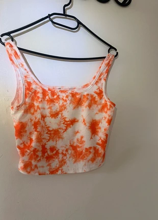 Débardeur court tie-dye orange et blanc, estado: Muito bom, tamanho: S / 36 / 8, €5.00, €5.95 inclui Proteção do Comprador