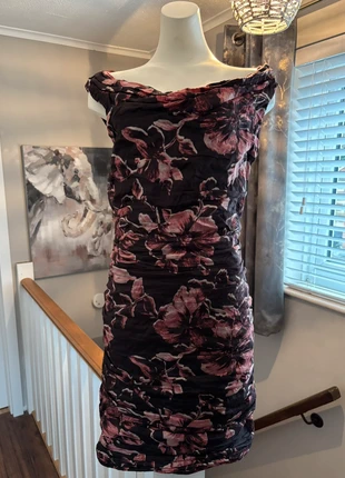Phase eight Black Pink Floral Ruched Bodycon Dress, brand: Phase Eight, condition: New without tags, size: L / 12, £8.00, £9.10 includes Buyer Protection