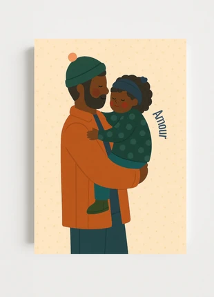 Affiche A4 - Calin, papa enfant amour affiche minimaliste chambre enfant, brand: HandyPixel, condition: Very good, €8.00, €9.10 includes Buyer Protection Pro