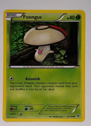 Pokémon Card: Foongus #12/135 (Pokemon Plasma Storm), brand: Pokémon, condition: New with tags, £0.78, £1.52 includes Buyer Protection