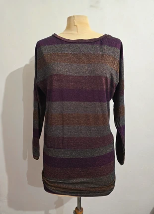 Robe fluide rayée manches longues tons violet et marron, marca: Lon, estado: Muito bom, tamanho: S / 36 / 8, €5.00, €5.95 inclui Proteção do Comprador