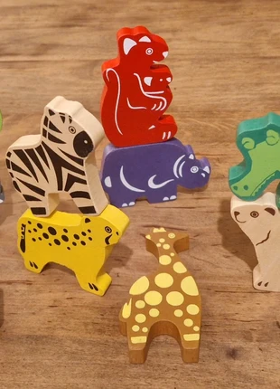 Animaux en bois colorés, estado: Muito bom, tamanho: 12-18 meses / 80 cm, €6.00, €7.00 inclui Proteção do Comprador