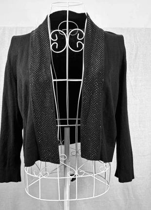 Ronni Nicole Black Beaded Open Front Cardigan – Elegant Evening Layer, brand: Ronni Nicole, condition: Very good, size: M / UK 12-14, £5.00, £5.95 includes Buyer Protection