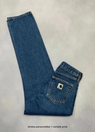 Jean Carhartt wip Bleu Taille Haute Large et Droit modèle Noxon Denim - Taille  Xxs w22 /524, merk: Carhartt, staat: Heel goed, maat: XXS / 32 / 4, € 49,00, € 52,15 inclusief Kopersbescherming