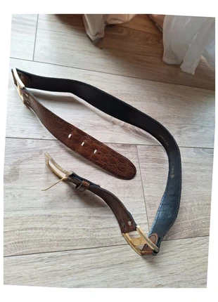 Ceinture marron effet croco cloutée avec boucle dorée, état: Très bon état, taille: 90 cm, 10,00 €, 11,20 € Protection acheteurs (Pro) incluse