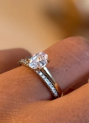 💍 Duo de bagues ajustables – Effet solitaire & alliance strass, marque: Argent, état: Neuf avec étiquette, taille: Ajustable, 10,00 €, 11,20 € Protection acheteurs incluse