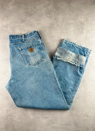 Jean carhartt B172 DST workwear baggy quilted doublure écossaise bleu vintage - Taille 38x32, marca: Carhartt, estado: Muito bom, tamanho: PT 48 | W38, €35.00, €37.45 inclui Proteção do Comprador Pro