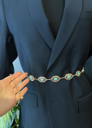 Ceinture dorée & turquoise, état: Neuf sans étiquette, taille: Ajustable, 6,00 €, 7,00 € Protection acheteurs incluse