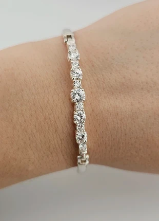 Cubic Zirconia set in 925 Sterling Silver Bangle Bracelet, 7 inches, brand: sterling silver, condition: Very good, £30.00, £32.20 includes Buyer Protection Pro