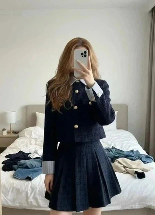 ensemble tailleur jupe plissée et veste tweed bleu marine #154, brand: académie Royale, condition: Very good, size: M / 38 / 10, €68.99, €73.14 includes Buyer Protection