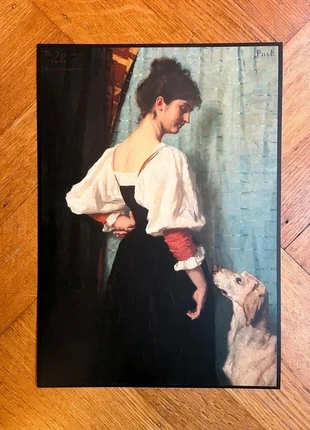 Portret van een jonge vrouw met de hond Puck - Thérèse Schwartze - 1 ArtPrintCard A4, état: Neuf, 3,25 €, 4,11 € Protection acheteurs (Pro) incluse