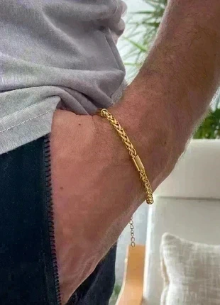 Bracelet en acier inoxydable, bracelet chaîne byzantine avec maillons, bijou homme, cadeau pour lui, zustand: Sehr gut, 12,00 €, 13,30 € beinhaltet Vinted-Käuferschutz Pro