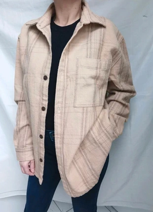 Beige Brown Check Flannel Oversized Boyfriend Shacket Unisex size M 6 8 10 12, brand: Zara, condition: Very good, size: M, £9.00, £10.15 includes Buyer Protection