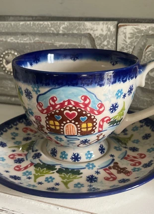 Bolesławiec duży kubek 350 ml plus talerz 19 cm Vena! Unikat!, merk: BOLESLAWIEC, staat: Nieuw zonder prijskaartje, € 39,00, € 41,65 inclusief Kopersbescherming