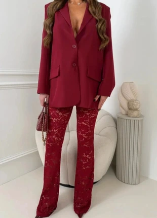 Pantalon en dentelle rouge taille L, marca: Boutique Parisienne, estado: Muito bom, tamanho: L / 40 / 12, €29.00, €31.15 inclui Proteção do Comprador Pro