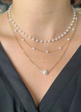 Collier multi-rangs perles et chaîne dorée - élégant et raffiné, marque: Boutique Parisienne, état: Neuf sans étiquette, 8,90 €, 10,05 € Protection acheteurs (Pro) incluse