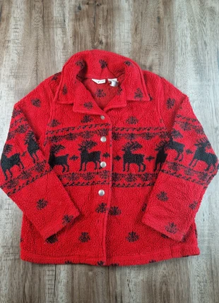 Veste polaire White Stag rouge à motifs orignal noir style nordique taille L, merk: White Stag, staat: Goed, maat: L / 40 / 12, € 14,90, € 16,35 inclusief Kopersbescherming Pro