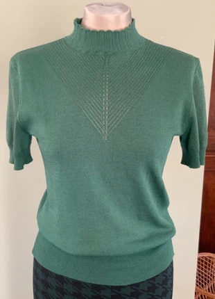 Fluresk, Groene Fijngebreide Top, Maat M (38/40, merk: Fluresk, staat: Heel goed, maat: M / 38 / 10, € 10,00, € 11,20 inclusief Kopersbescherming