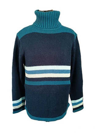 Pull col roulé à rayures bleu maille tricot col montant vintage loose grunge, marque: Vintage Dressing, état: Très bon état, taille: M / 38 / 10, 16,00 €, 17,50 € Protection acheteurs (Pro) incluse