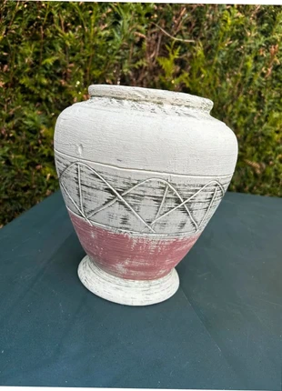 Vase en céramique rustique blanc et rose effet vieilli – style artisanal, marque: Vintage Boutique, état: Très bon état, 7,99 €, 9,09 € Protection acheteurs incluse