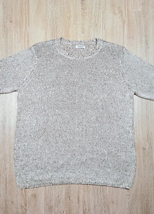 Top maille sequins manches courtes beige doré Damart Femme tailleXL, marke: Damart, zustand: Sehr gut, größe: XL / 42 / 14, 8,00 €, 9,10 € inklusive Vinted-Käuferschutz