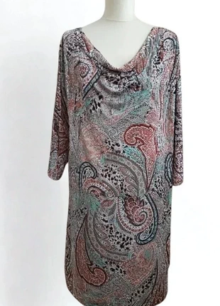 JBC jurk – maat 40 – paisley print in bruin, roze en mintgroen – elegante retro stijl 🌸, marque: JBC, état: Neuf sans étiquette, taille: L / 40 / 12, 12,00 €, 13,30 € Protection acheteurs incluse