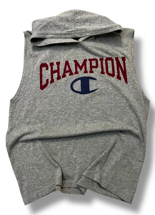 Vintage Champion Sleeveless Hoodie | Size M Grey Heather | Arch Logo Maroon & Navy | Retro Gym, marque: Champion, état: Neuf sans étiquette, taille: M, 8,99 €, 10,14 € Protection acheteurs incluse