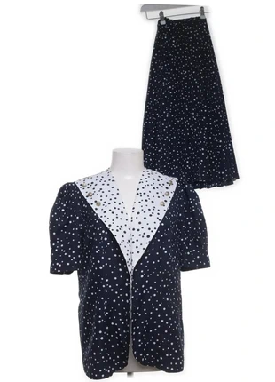 Navy & white polka dot set/ensemble, brand: Source Unknown, condition: Very good, size: L / 40 / 12, €10.00, €11.20 includes Buyer Protection