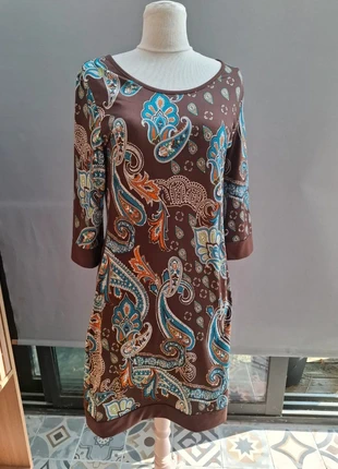 🤎Robe Vintage Bohème à Motif Cachemire Marron Style Années 70 Chic, brand: Vintage Dressing, condition: New without tags, size: L / 40 / 12, €29.00, €31.15 includes Buyer Protection