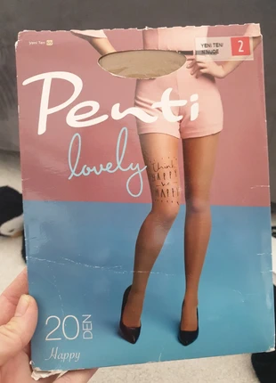 Penti tan tights with motto, brand: Penti, condition: New with tags, size: M / UK 12-14, £5.00, £5.95 includes Buyer Protection