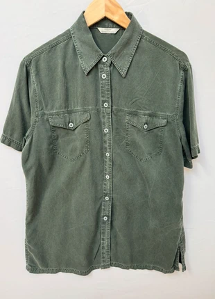 St Michael Shirt | Dark Green | Size 16 | Vintage M&S | Corduroy | Short Sleeve, brand: St Michael, condition: Very good, size: L / UK 16-18, £9.99, £11.19 includes Buyer Protection