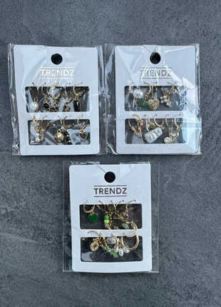 Lot 3 sets boucles d’oreilles Trendz dorées perles strass charms cœur vert femme bijoux tendance, brand: Trendz, condition: Very good, €5.00, €5.95 includes Buyer Protection Pro