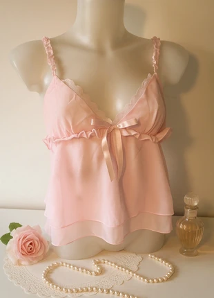Y2K coquette lacy rose pastel pink summer top, marque: COQUETTE, état: Très bon état, taille: S / 36 / 8, 15,00 €, 16,45 € Protection acheteurs incluse
