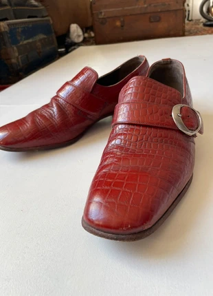 Derbies en cuir rouge à boucle vintage des années 60 ou 70, marque: Vintage Dressing, état: Bon état, taille: 43,5, 65,00 €, 68,95 € Protection acheteurs incluse