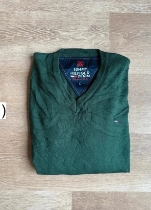 Pull homme Tommy Hilfiger L vert sapin col V laine, marque: Tommy Hilfiger, état: Satisfaisant, taille: L, 23,00 €, 24,85 € Protection acheteurs incluse