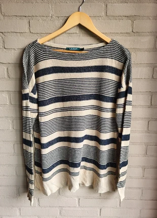 Ralph Lauren – Gestreepte Linnen Katoenen trui, marque: Ralph Lauren, état: Très bon état, taille: L / 40 / 12, 15,00 €, 16,45 € Protection acheteurs incluse