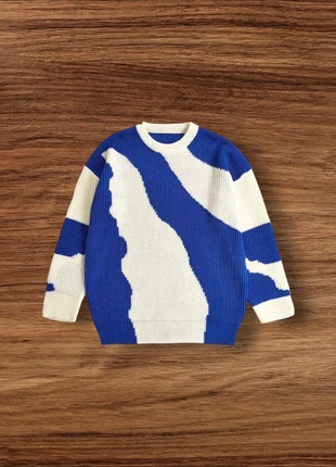 Pull Vintage Y2K Motifs Rayures Blanc Bleu Taille XXL - Américain Old School USA 90s Streetwear, marque: Aesthetic, état: Très bon état, taille: XXL, 49,90 €, 53,10 € Protection acheteurs incluse