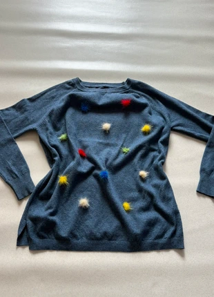 Pull bleu à pompons multicolores – original, doux et fun – Taille M, marque: Original, état: Très bon état, taille: M / 38 / 10, 12,00 €, 13,30 € Protection acheteurs (Pro) incluse