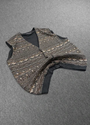 Cardigan / Gilet sans Manches Vintage 80s en Maille Gris / Beige à Motifs Aztèque 50% Laine (M), brand: Vintage Dressing, condition: Very good, size: M, €23.00, €24.85 includes Buyer Protection Pro