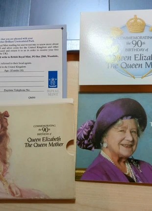 1990 Queen Elizabeth The Queen Mother 90th Birthday UK Five Pounds £5 coin Pack, staat: Nieuw met prijskaartje, € 17,50, € 19,08 inclusief Kopersbescherming