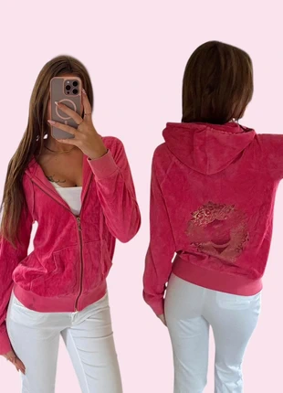 Authentic Juicy Couture 2000s Velour Zip Hoodie – Hot Pink Embellished – Vintage Y2K (S), merk: Juicy Couture, staat: Heel goed, maat: S / 36 / 8, € 29,99, € 32,19 inclusief Kopersbescherming